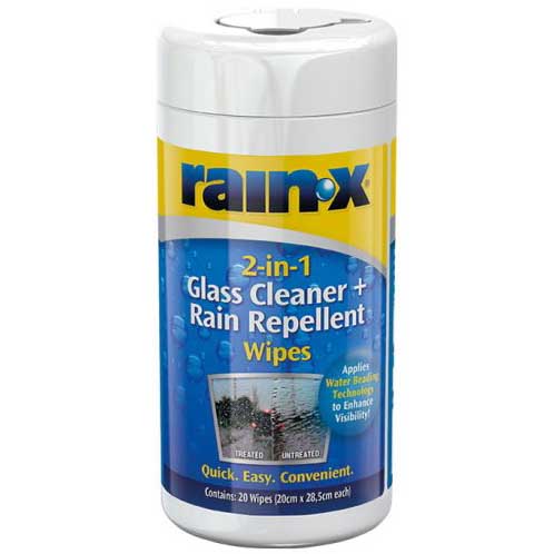 Rain-X 2-IN-1 Glass Cleaner + Rain Repellent Wipes - Čistiace utierky s tekutými stieračmi